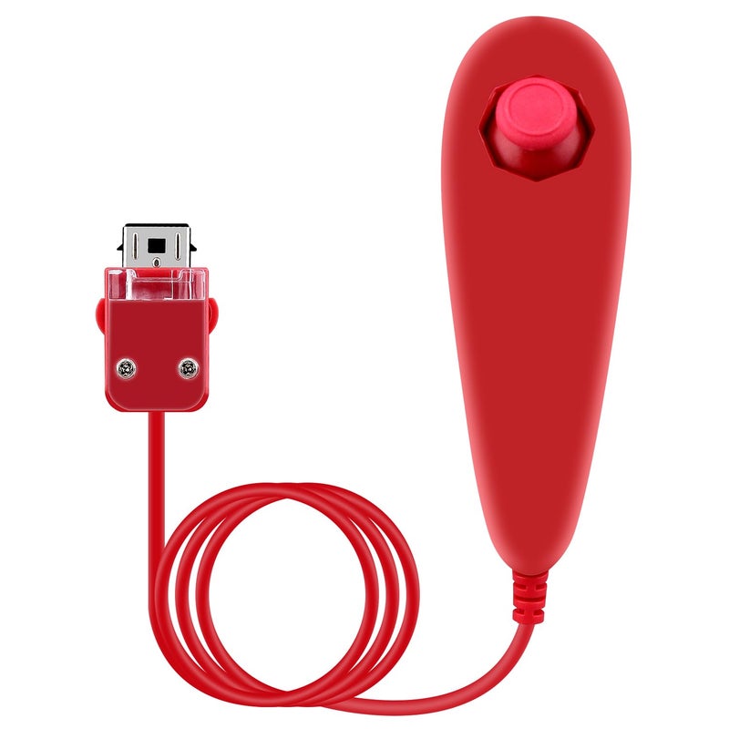 OSTENT Motion Based Wired Nunchuck Controller for Nintendo Wii Console Video Game Color Red - Image 1